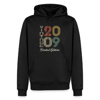 2009 Anniversaire Né en 2009 vintage Rétro. Editio - Sweat à capuche Premium bio Homme - noir - Devant - Nico (187cm)