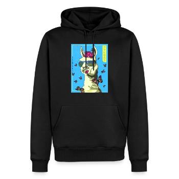 COOLLLAMAblue 01 - Sweat à capuche Premium bio Homme - noir - Devant - Nico (187cm)