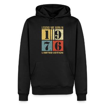 Original Calendrier 1976 Vintage anniversaire rétr - Sweat à capuche Premium bio Homme - noir - Devant - Nico (187cm)