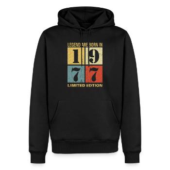 Original Calendrier 1977 Vintage anniversaire rétr - Sweat à capuche Premium bio Homme - noir - Devant - Nico (187cm)