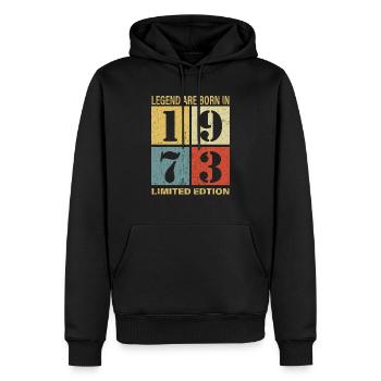 Original Calendrier 1973 Vintage anniversaire rétr - Sweat à capuche Premium bio Homme - noir - Devant - Nico (187cm)