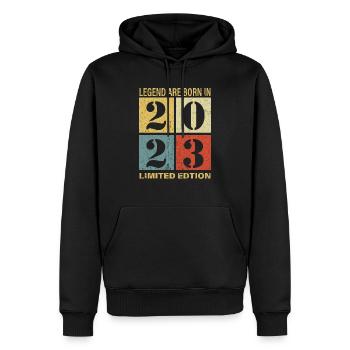 Original Calendrier 2023 Vintage anniversaire rétr - Sweat à capuche Premium bio Homme - noir - Devant - Nico (187cm)