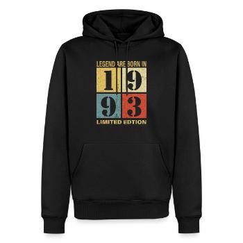 Original Calendrier 1993 Vintage anniversaire rétr - Sweat à capuche Premium bio Homme - noir - Devant - Nico (187cm)
