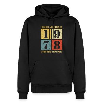 Original Calendrier 1978 Vintage anniversaire rétr - Sweat à capuche Premium bio Homme - noir - Devant - Nico (187cm)