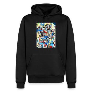 Cubism ink brush - Men’s Premium Organic Hoodie - black - Front - Nico (187cm)