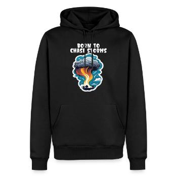 T-Shirt Sturmjäger Né pour chasser les tempêtes - Sweat à capuche Premium bio Homme - noir - Devant - Nico (187cm)