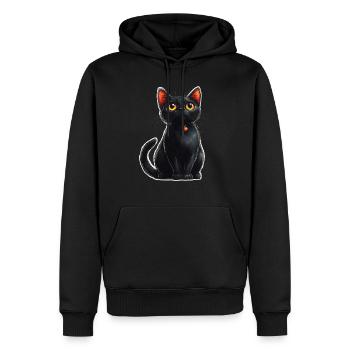 Chat noir - Sweat à capuche Premium bio Homme - noir - Devant - Nico (187cm)
