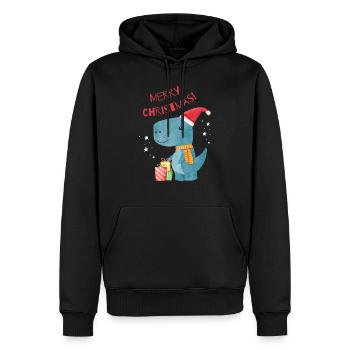 Christmas Dino - Männer Premium Bio Hoodie - Schwarz - Vorne - Nico (187cm)