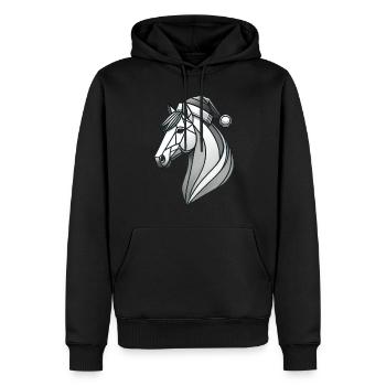 Weihnachtliches Pferd mit Weihnachsmütze - Männer Premium Bio Hoodie - Schwarz - Vorne - Nico (187cm)