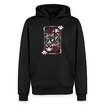 Katzen Karten Rücken - Männer Premium Bio Hoodie - Schwarz - Vorne - Nico (187cm)