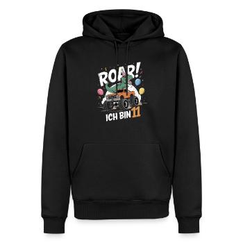 11. Geburtstag 11 Jahre Dino Monstertruck Fan - Männer Premium Bio Hoodie - Schwarz - Vorne - Nico (187cm)