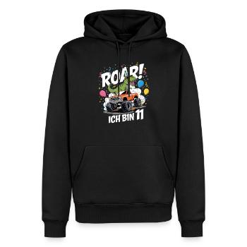 11. Geburtstag 11 Jahre Dino Monstertruck Fan - Männer Premium Bio Hoodie - Schwarz - Vorne - Nico (187cm)