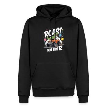 12. Geburtstag 12 Jahre Dino Monstertruck Fan - Männer Premium Bio Hoodie - Schwarz - Vorne - Nico (187cm)