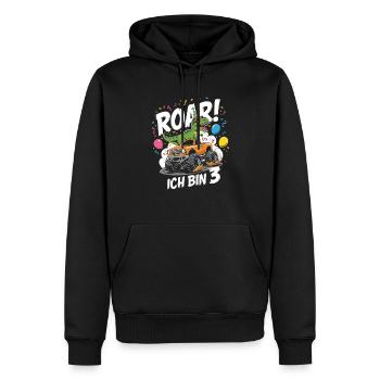 3ème anniversaire 3 ans Dino Monster Truck Fan - Sweat à capuche Premium bio Homme - noir - Devant - Nico (187cm)