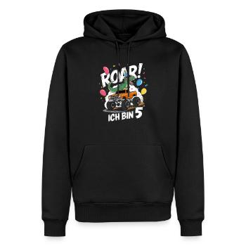 5. Geburtstag 5 Jahre Dino Monstertruck Fan - Männer Premium Bio Hoodie - Schwarz - Vorne - Nico (187cm)