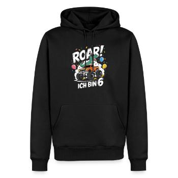 6. Geburtstag 6 Jahre Dino Monstertruck Fan - Männer Premium Bio Hoodie - Schwarz - Vorne - Nico (187cm)