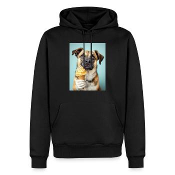 Hund mit Eis - Männer Premium Bio Hoodie - Schwarz - Vorne - Nico (187cm)