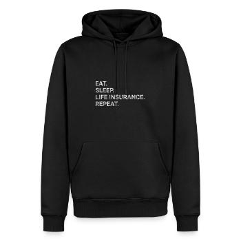 Essen Schlaf Lebensversicherung Wiederholung - Männer Premium Bio Hoodie - Schwarz - Vorne - Nico (187cm)