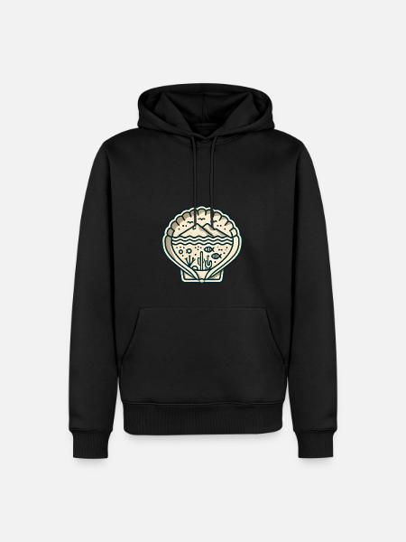 Muschel mit Meerblick - Männer Premium Bio Hoodie - Schwarz