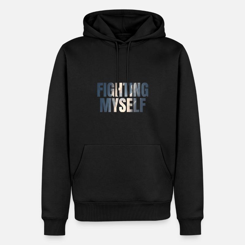 fighting myself Depression Geschenkidee - Männer Premium Bio Hoodie - Schwarz