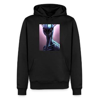 Gruseliges Alien - Männer Premium Bio Hoodie - Schwarz - Vorne - Nico (187cm)