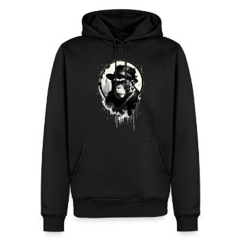 Affe mit Hut - Männer Premium Bio Hoodie - Schwarz - Vorne - Nico (187cm)