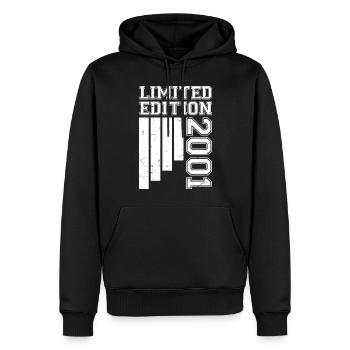 2001 Jubiläum Jahrgang 2001 Limitierte Auflage - Männer Premium Bio Hoodie - Schwarz - Vorne - Nico (187cm)