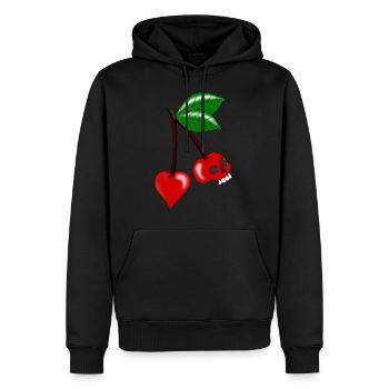 crâne de coeur de cerise - Sweat à capuche Premium bio Homme - noir - Devant - Nico (187cm)