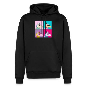 Pop Art Unicorn With Sunglasses - Sweat à capuche Premium bio Homme - noir - Devant - Nico (187cm)