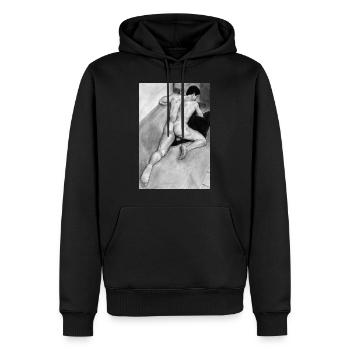 Arschmann Bleistift - Männer Premium Bio Hoodie - Schwarz - Vorne - Nico (187cm)