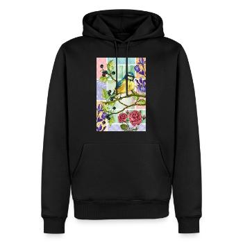 Meisen im Garten - Männer Premium Bio Hoodie - Schwarz - Vorne - Nico (187cm)