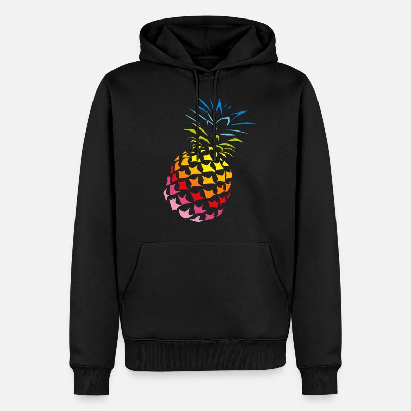 Ananas arc-en-couleurs - Sweat à capuche Premium bio Homme - noir