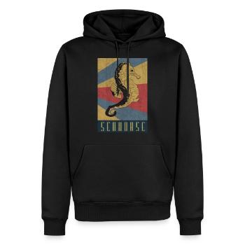 Seepferdchen Retro Seepferd Geschenk - Männer Premium Bio Hoodie - Schwarz - Vorne - Nico (187cm)