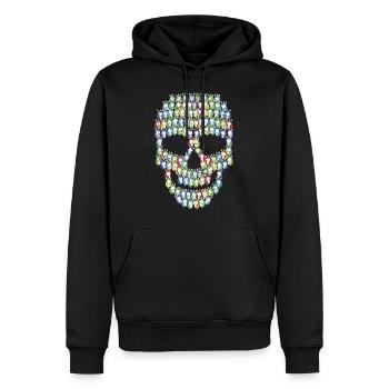 Totenkopf Einhörner | Fabelwesen Regenbogen Kopf - Männer Premium Bio Hoodie - Schwarz - Vorne - Nico (187cm)