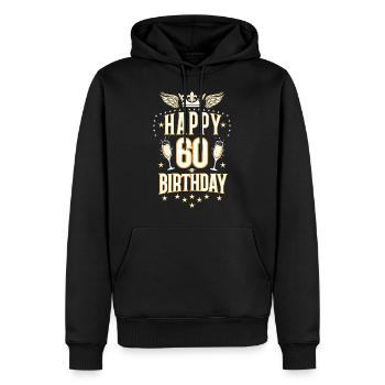 06 Happy 60 Birthday Crown Wings - Männer Premium Bio Hoodie - Schwarz - Vorne - Nico (187cm)