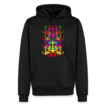 01 Muster Anker Pop Art - Männer Premium Bio Hoodie - Schwarz - Vorne - Nico (187cm)