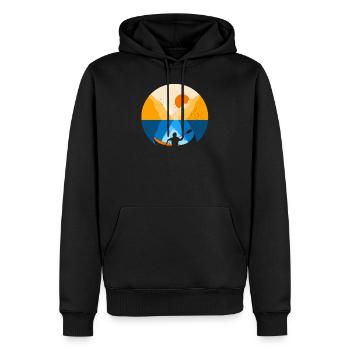 Kanu I Kajak im Fjord bei Sonnenaufgang - Männer Premium Bio Hoodie - Schwarz - Vorne - Nico (187cm)