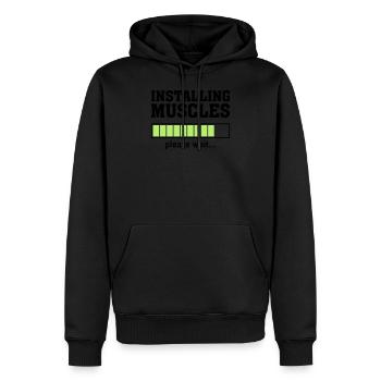 Installing Muscles (Please Wait) - Männer Premium Bio Hoodie - Schwarz - Vorne - Nico (187cm)