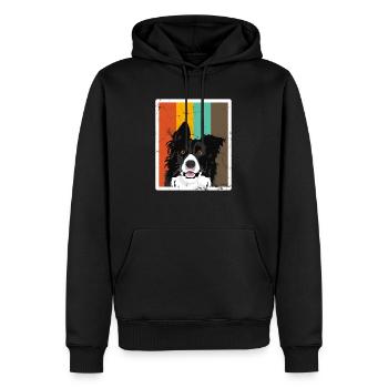 Border collie - Sweat à capuche Premium bio Homme - noir - Devant - Nico (187cm)