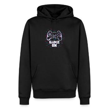 Game on mit Controller bunt - Männer Premium Bio Hoodie - Schwarz - Vorne - Nico (187cm)