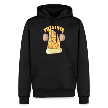 Gymnase Pizza Gym - Sweat à capuche Premium bio Homme - noir - Devant - Nico (187cm)