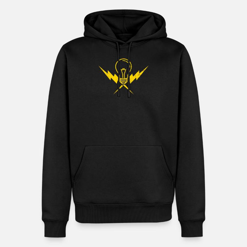 Glühbirne Blitz Strom Elektriker - Männer Premium Bio Hoodie - Schwarz
