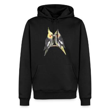 Zwei süße Nymphensittiche - Männer Premium Bio Hoodie - Schwarz - Vorne - Nico (187cm)