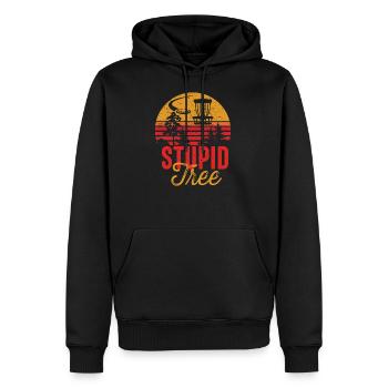 Stupid Tree Frisbee Disc Golf Design - Men’s Premium Organic Hoodie - black - Front - Nico (187cm)