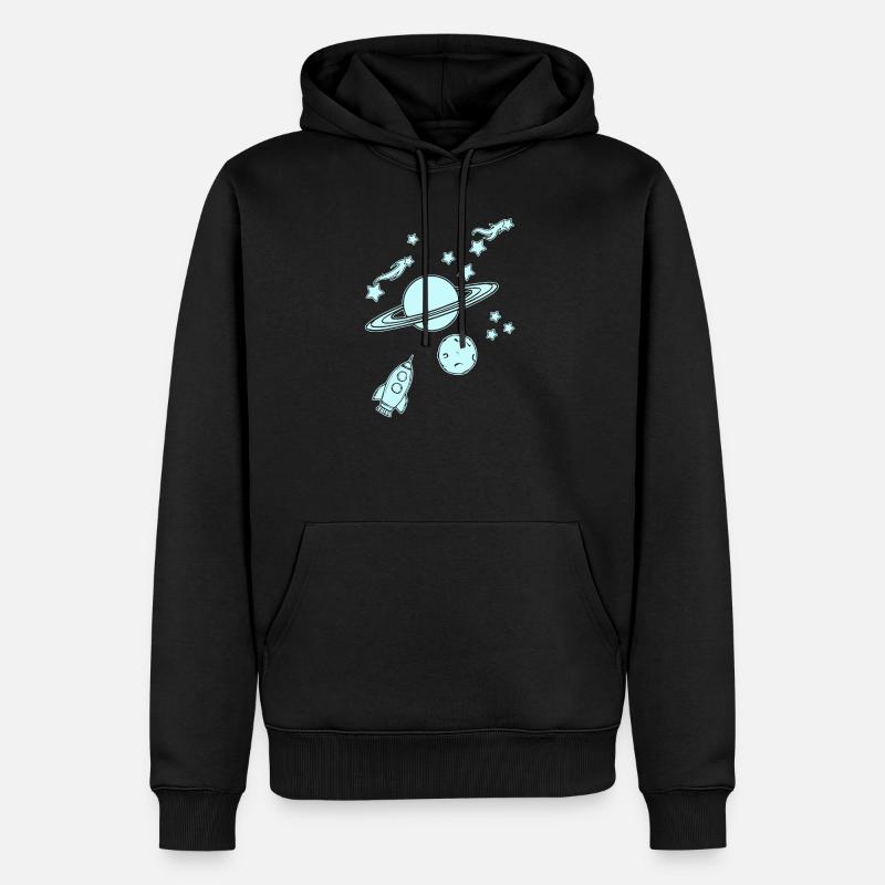 Planètes avec fusée dans l’espace - Sweat à capuche Premium bio Homme - noir