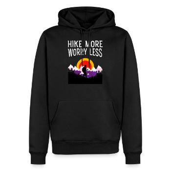 Wandern Sie mehr Sorgen weniger - Mountain Retro Vintage - Männer Premium Bio Hoodie - Schwarz - Vorne - Nico (187cm)