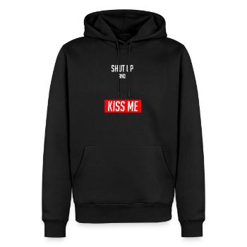 Tais-toi et embrasse-moi - Sweat à capuche Premium bio Homme - noir - Devant - Nico (187cm)