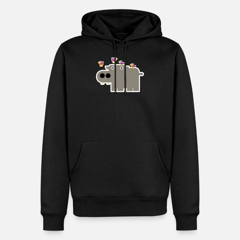 Nilpferd - Männer Premium Bio Hoodie - Schwarz