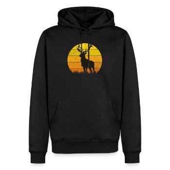 Hirsch - Männer Premium Bio Hoodie - Schwarz - Vorne - Nico (187cm)