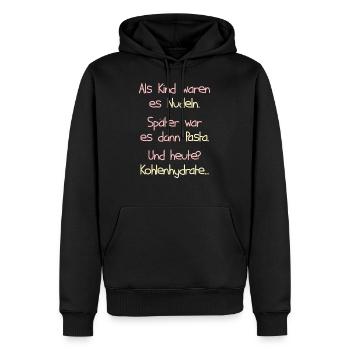 Nudel Nudeln Pasta Spaghetti Kohlenhydrate Spruch - Männer Premium Bio Hoodie - Schwarz - Vorne - Nico (187cm)